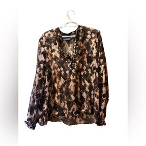 🖤 Simply Vera Vera Wang Sheer Abstract Blouse – Size L